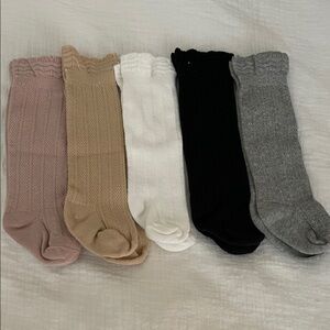 Baby Girl Socks Set - Pink, Tan, White, Black, Gray Newborn-6M